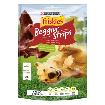 FRISKIES Beggin Strips recompense pentru câini cu bacon 120 g