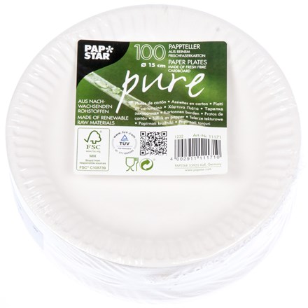 Tavă de hârtie PAP STAR Pure 15 cm 100 buc