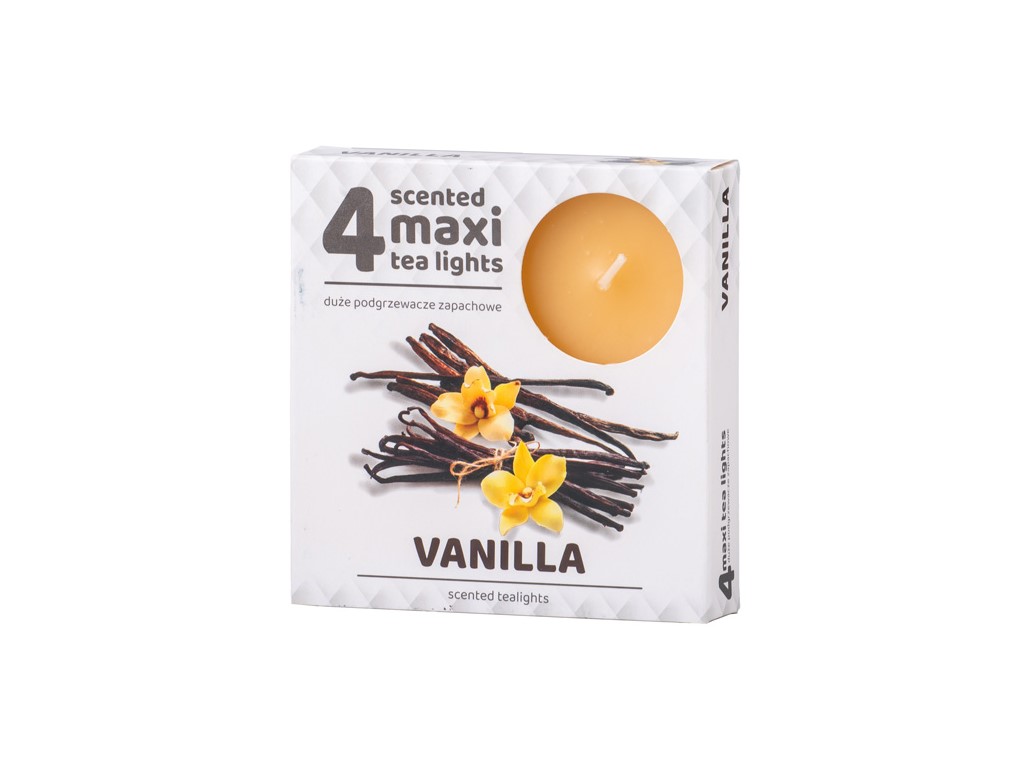 Lumânări parfumate tip pastilă Maxi, 4 buc., Vanilie