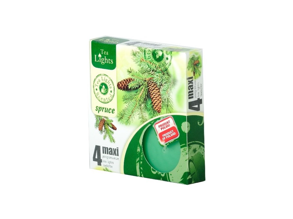 Lumânări parfumate tip pastilă Maxi, 4 buc., Molid