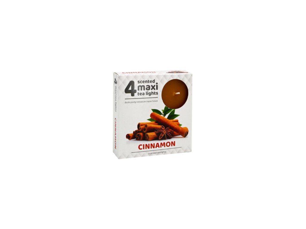 Lumânări parfumate tip pastilă Maxi, 4 buc., Scorțișoară