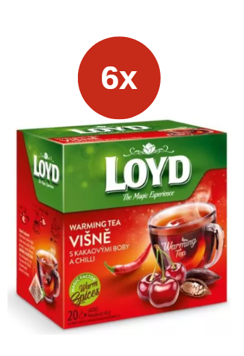 Loyd Ceai încălzitor piramidă cu vișine acre+boabe de cacao+chili 6x40g