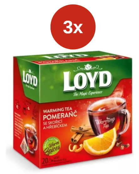 Loyd Ceai încălzitor piramidă portocală+scorțișoară+cuișoare 3x40g