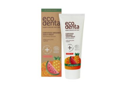 110979 ecodenta certifikovana detska pasta s prichuti stavnateho ovoce 75 ml