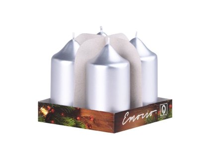 Emocio adventni valj 4 kosi 40x75 kovinske srebrne sveče