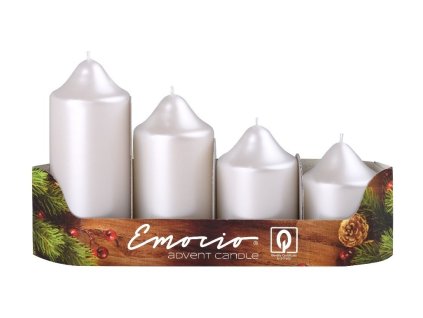 Adventne sveče Emocio 4 kosi 50 mm biserno bele sveče
