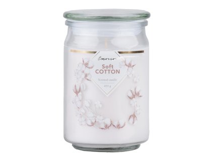 Dišeča sveča Emocio v steklu Soft Cotton s steklenim pokrovčkom 93x142 mm