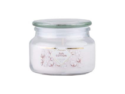 Dišeča sveča Emocio v steklu Soft Cotton s steklenim pokrovčkom 100x79 mm