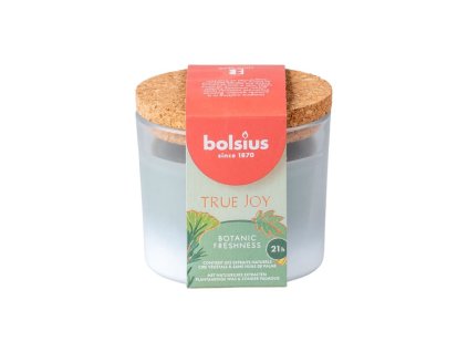 Bolsius Dišeča sveča v steklu s plutovinastim pokrovčkom, 80x75 mm, True Joy Botanic Freshness