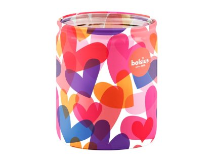 Bolsius steklena barvita srca, sivka, dišeča sveča 68x80 mm