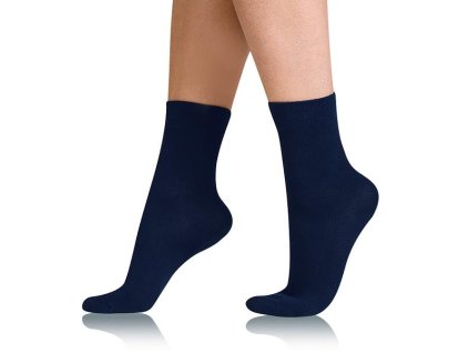 COTTON COMFORT SOCKS - Dámske bavlnené ponožky s pohodlným lemom - tmavo modrá 35 - 38