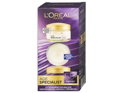 LOréal Paris Age Specialist 55+ denný a nočný krém proti vráskam 2 x 50 ml darčeková sada