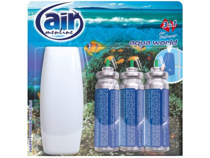 Air Menline Aqua World osviežovač vzduchu, náhradná náplň 3 ks + STROJČEK