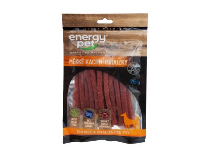 Energy Pet mäkké prúžky 75g kačacie