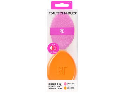 REAL TECHNIQUES Zázračná hubka Powder Puff 2v1 s cestovným puzdrom