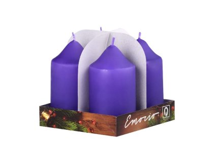 Emocio adventný valec 4ks 50x90 fialové sviečky