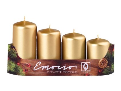 Emocio adventné stupne 4ks priem. 40mm Metal zlaté sviečky