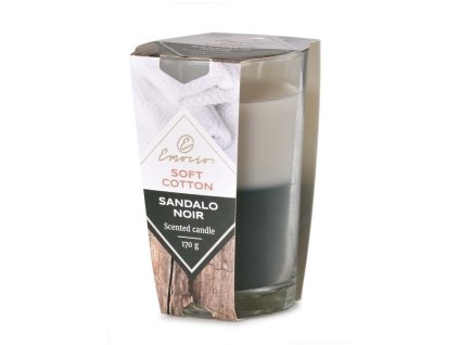 Emocio vonná sviečka v skle Soft Cotton & Sandalo Noir dvojfarebná 76x118mm
