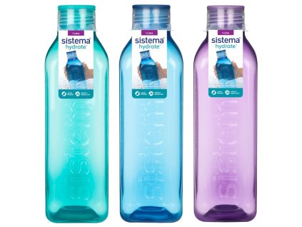 Sistema Hranatá fľaša so skrutkovacím viečkom Hydrate Square 1 l, mix farieb