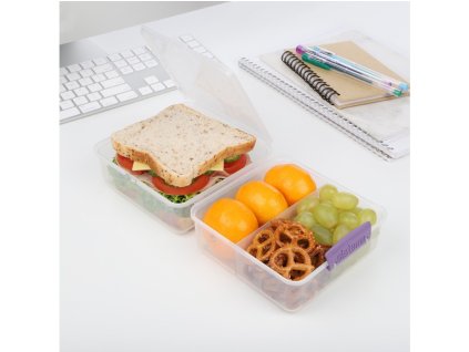 Sistema Delený desiatový box Lunch Cube s 2 oddielmi 1,4 l, fialová