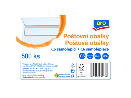 aro Obálka C6 samolepiaca biela 500 ks