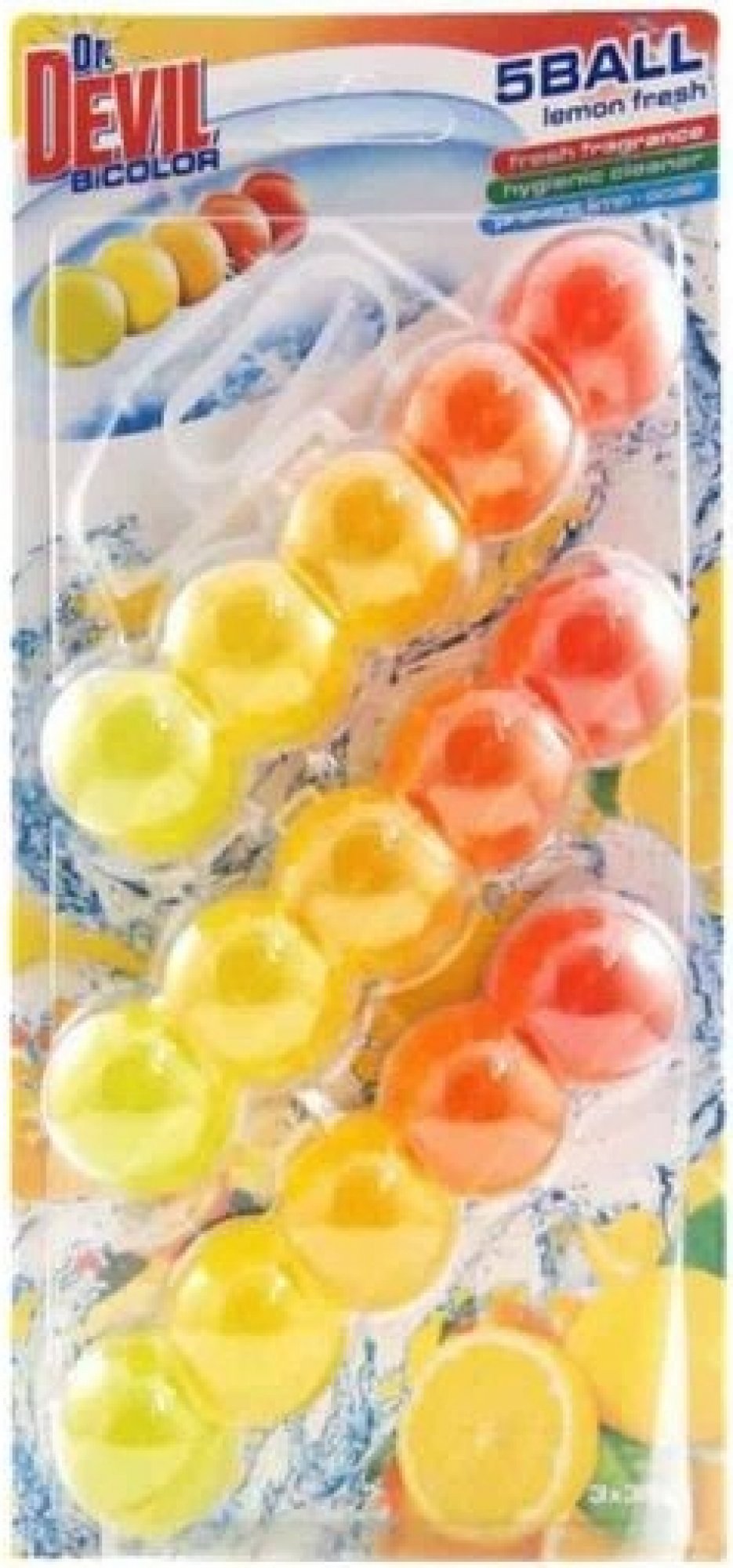 Dr. Devil WC Bicolor 5ball závesný WC blok Lemon 3 x 35 g
