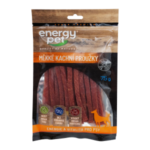 Energy Pet mäkké prúžky 75g kačacie