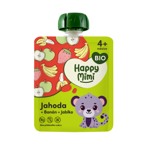 Happy Mimi BIO ovocný príkrm 90g Jahoda