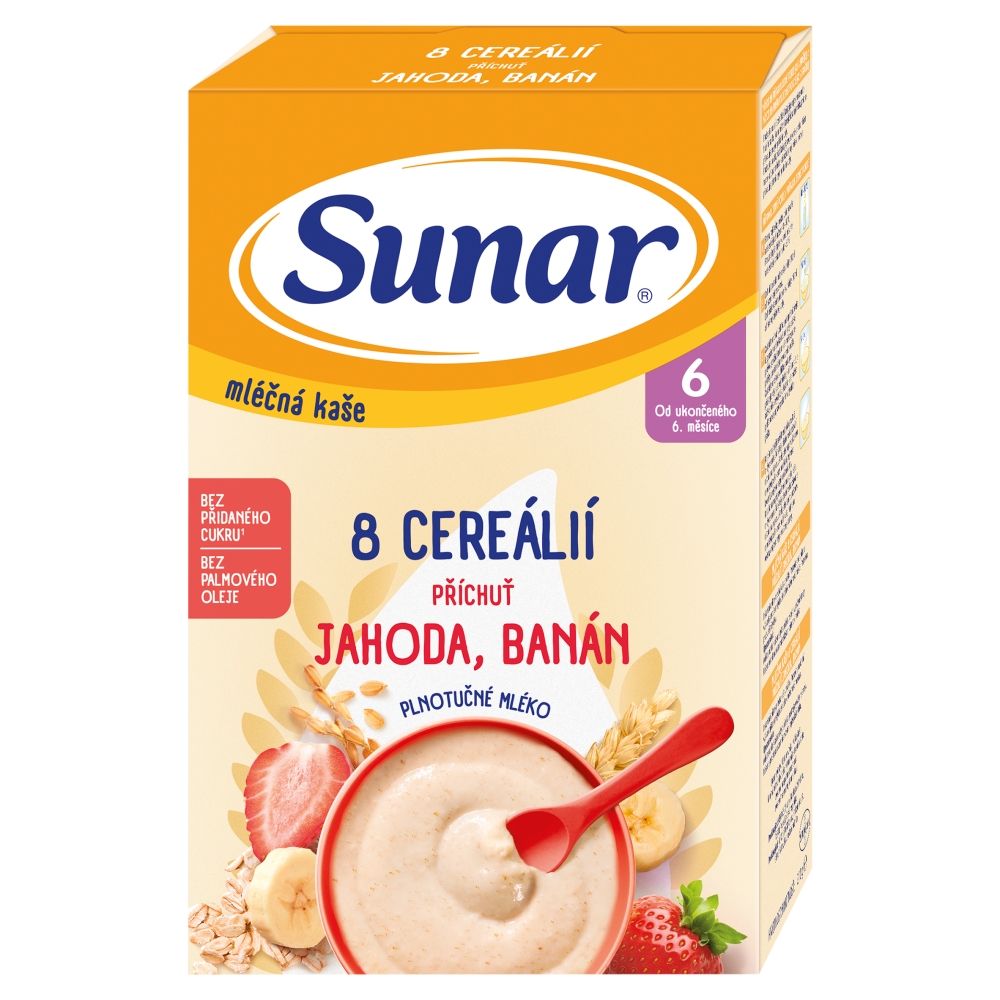 Sunar mliečna kaša 210g 8cer jah ban 6m+