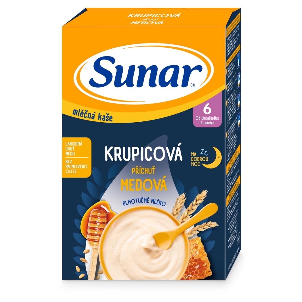 Sunar mliečna kaša 210g krup medová 6m+