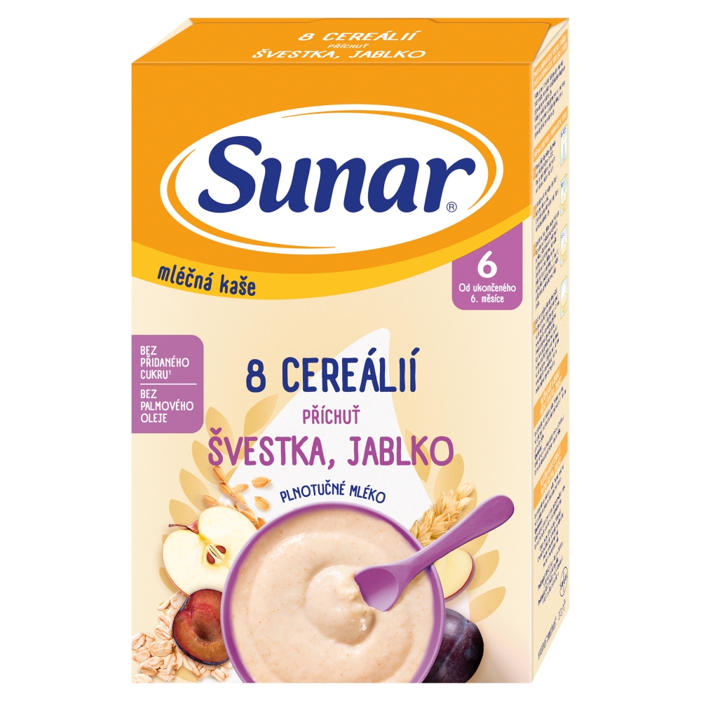 Sunar mliečna kaša 210g 8cer šves jab 6m+