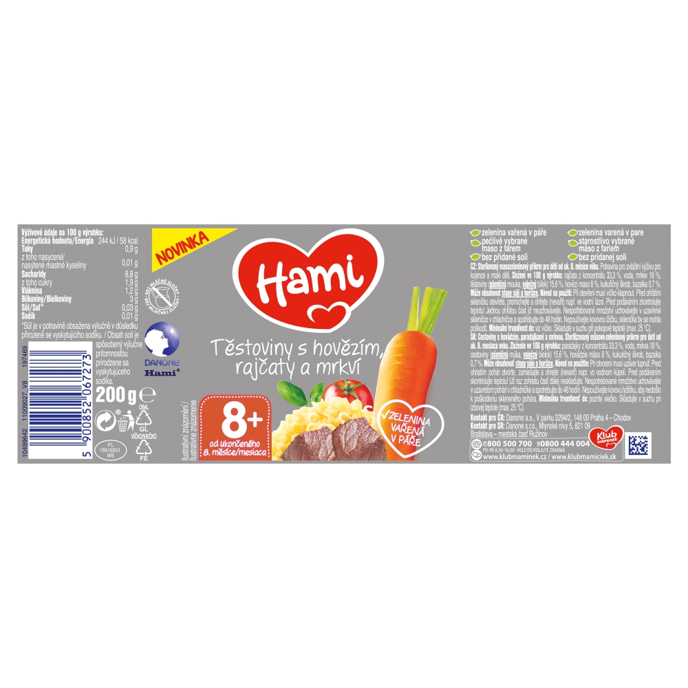 Hami menu 200g ciest s hovädz, raj mrek 8m+