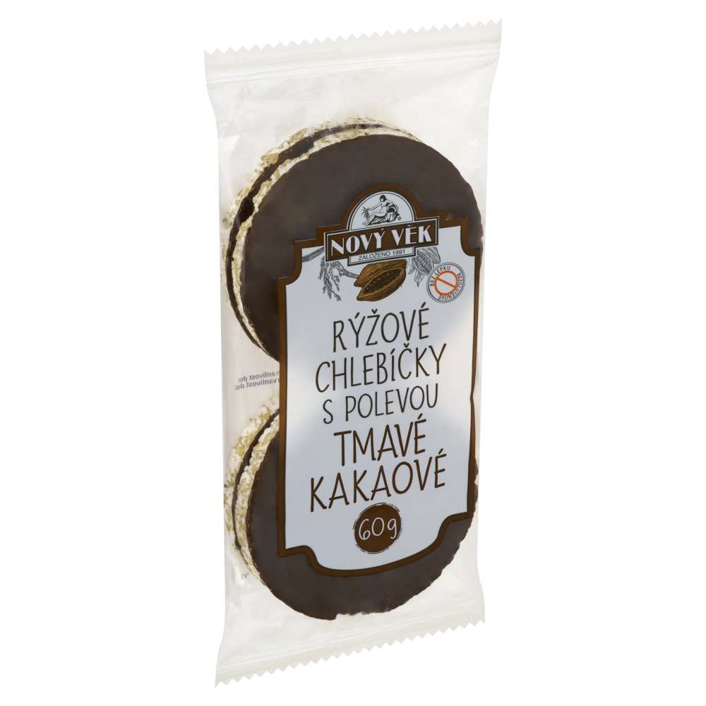 Nový Vek ryžové chlebíčky 60g tmavo kakao