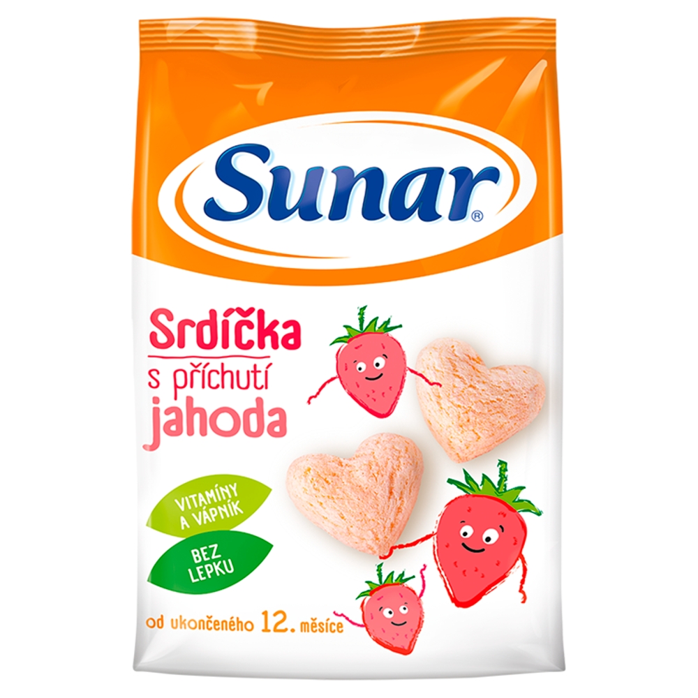 Sunar srdiečka 50g jahodová príchuť 12m+