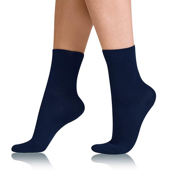 COTTON COMFORT SOCKS - Dámske bavlnené ponožky s pohodlným lemom - tmavo modrá 39 - 42