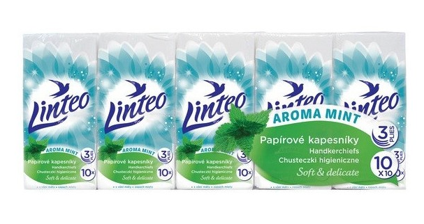 Linteo papierové vreckovky 3 vrstvové 10 x 10 v balení