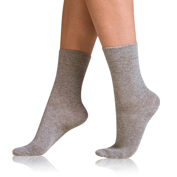 COTTON COMFORT SOCKS - Dámske bavlnené ponožky s pohodlným lemom - sivý melír 35 - 38