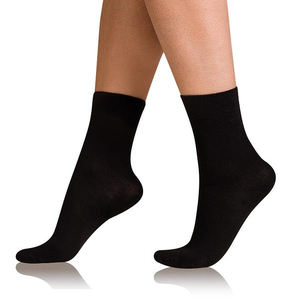 COTTON COMFORT SOCKS - Dámske bavlnené ponožky s pohodlným lemom - čierna 39 - 42