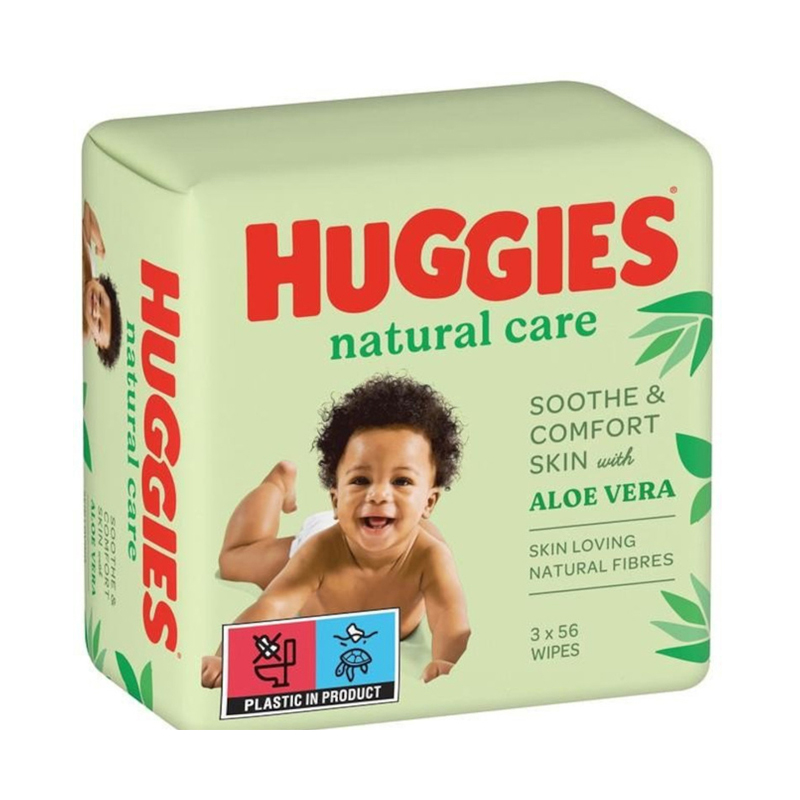 Huggies detské obrúsky 3x56ks Natural Care Aloe Vera
