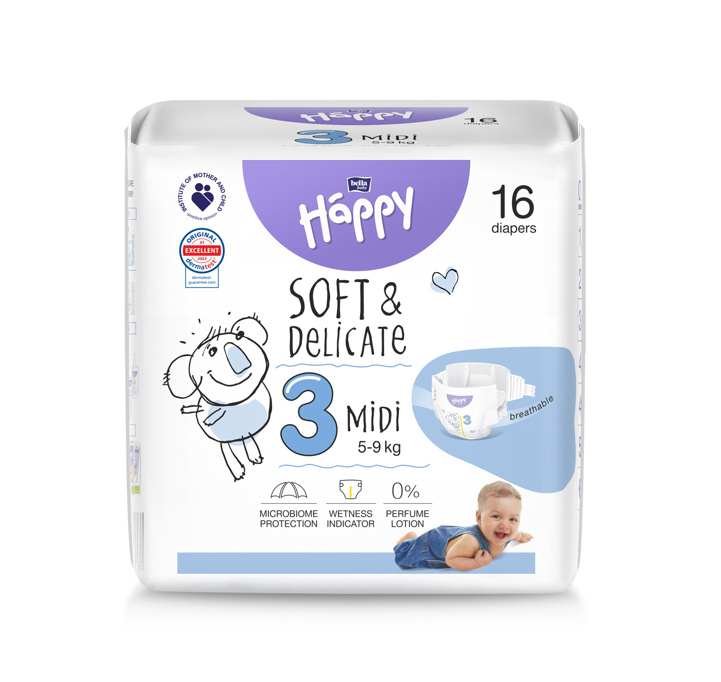 Bella HAPPY S&D veľ. 3 Midi 5-9 kg 16 ks