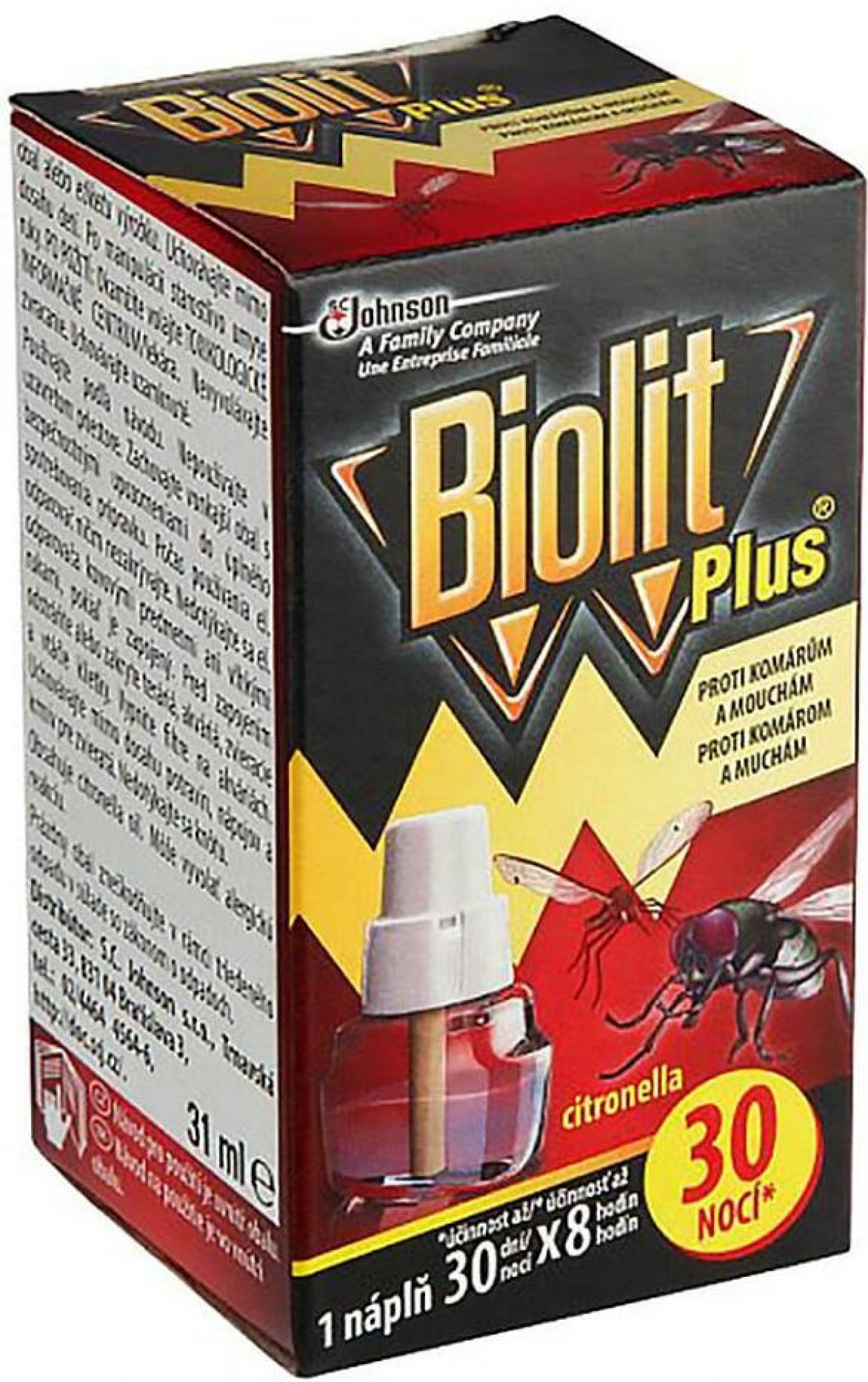 Biolit Plus náplň do elektrického odparovača s vôňou citronelly proti komárom a muchám 30 nocí 31 ml