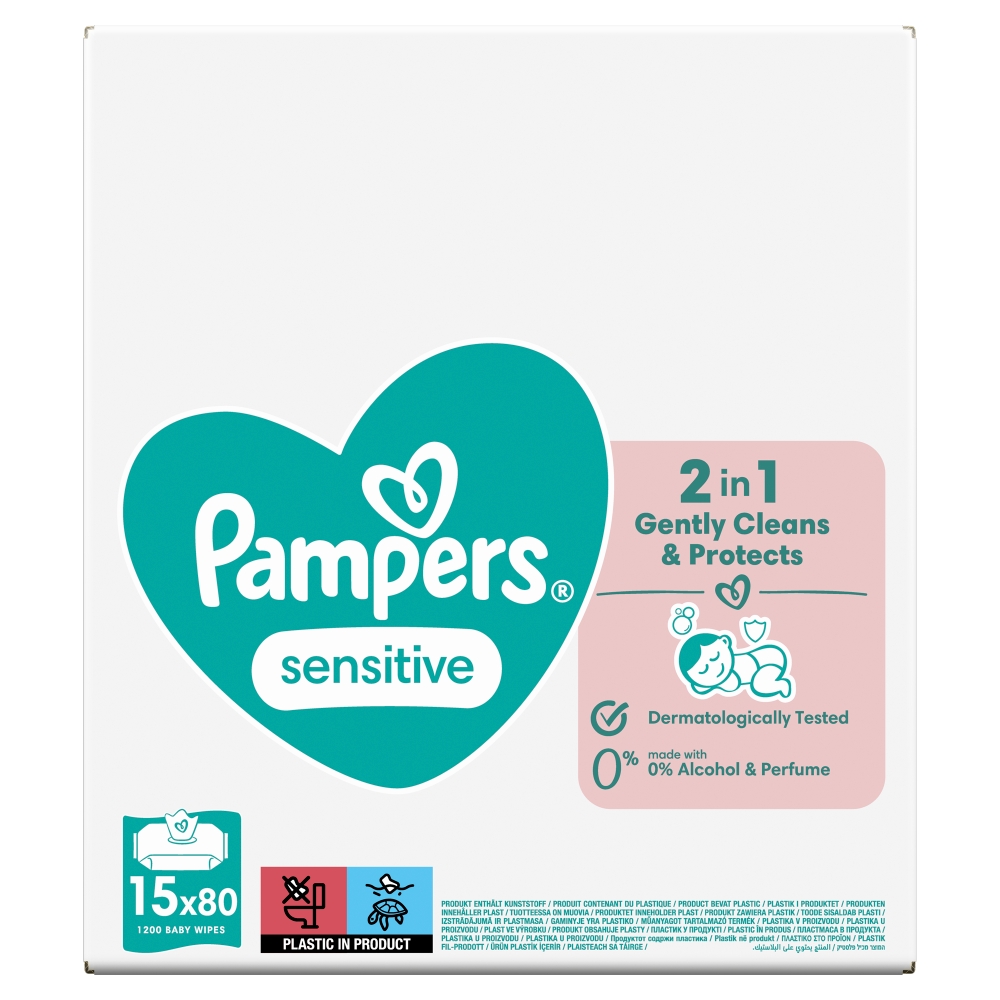 Procter & Gamble Pampers Sensitive detské čistiace obrúsky 15 x 80 ks