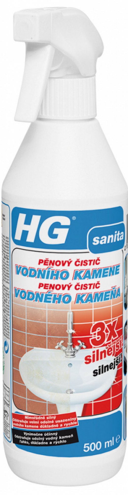HG penový čistič vodného kameňa 3x silnejší 500 ml