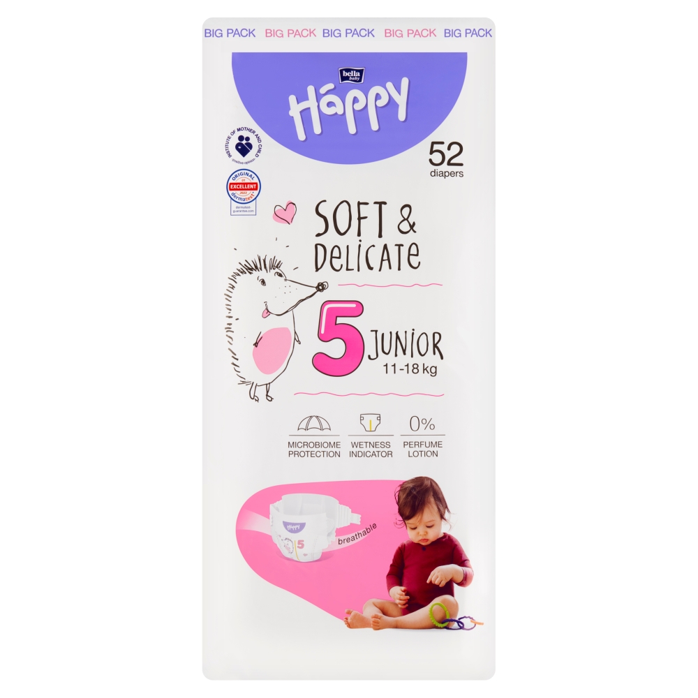 Bella HAPPY S&D veľ. 5 Junior 11-18 kg Big Pack 52 ks