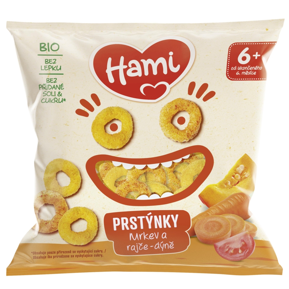 Hami prstienky 20g mrkva paradajka 6m+