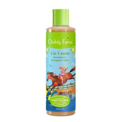 Childs Farm 3v1 Sprchový gél, šampón a kondicionér po plávaní jahoda a mäta 250 ml