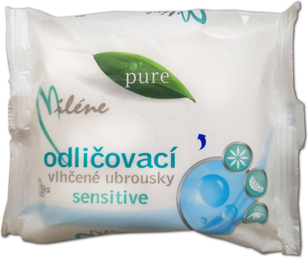 Milene Pure Sensitive odličovacie vlhčené obrúsky, 25 ks