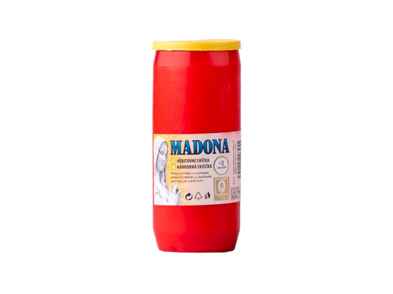 Sviečka cintorínsky Madona 14cm, vklad 200g, 72 hodín, červená