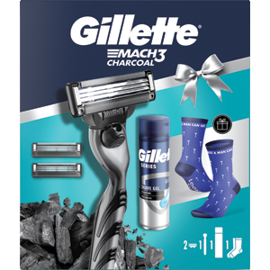 Gillette Mach3 Darčeková sada pre mužov (Gillette Mach3 strojček + 2 náhradné hlavice+Cleansing gél na holenie 200ml+ponožky)