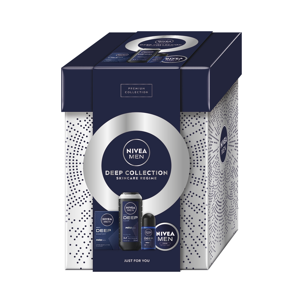 Kazeta: NIVEA M VPH Deep 100ml + Krém MEN 75ml Roll-on Deep 50ml SG Deep 250ml Ks